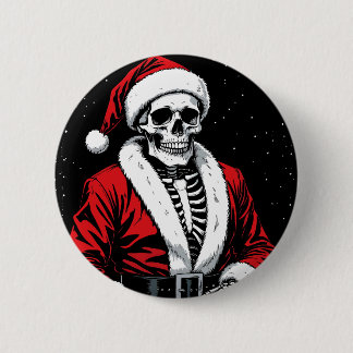 Badge Rond 5 Cm Skeleton Santa