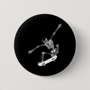 Badge Rond 5 Cm Skeleton Skateboard Skateboard Halloween Skateboar