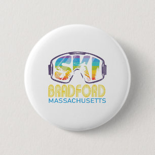 Badge Rond 5 Cm Ski Bradford Machusetts Vacances ski