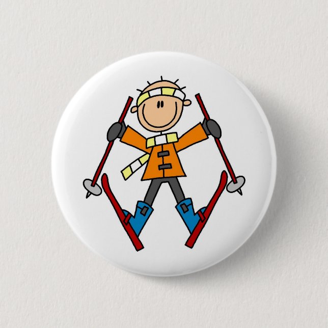 Badge Rond 5 Cm Ski de neige d'hiver (Devant)