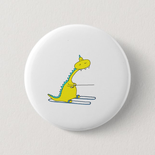 Badge Rond 5 Cm ski Dino (Devant)