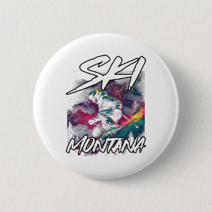 Badge Rond 5 Cm Ski Montana Ski Aventure Montana Usa
