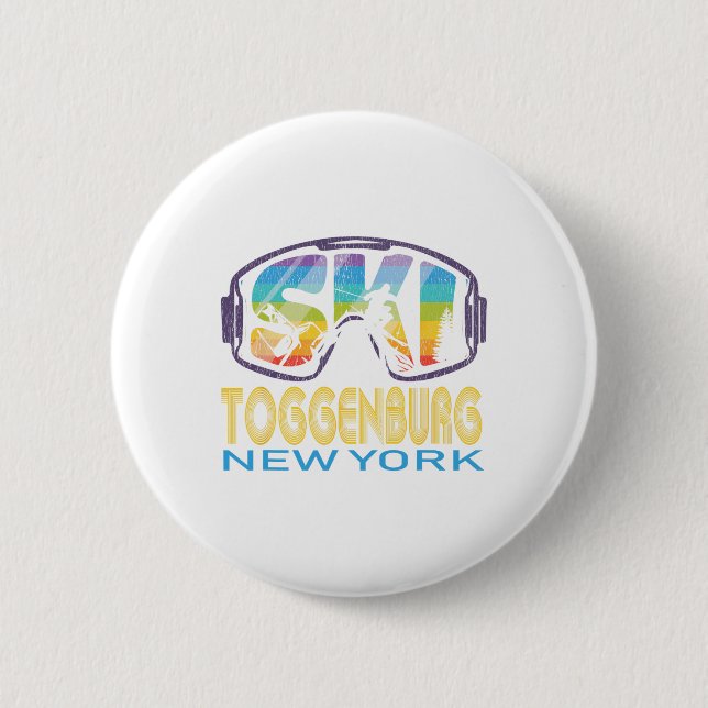 Badge Rond 5 Cm Ski Toggenburg New York Skiing Vacation  (Devant)