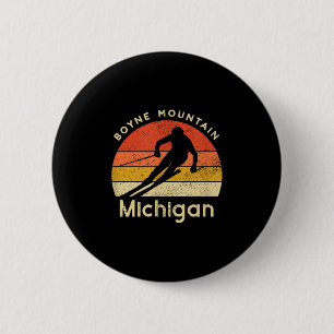 Badge Rond 5 Cm Ski vintage Boyne Mountain Michigan Mountain