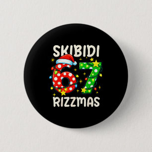 Badge Rond 5 Cm Skibidi 67 Rizzmas Drôle Six Sept Meme Noël