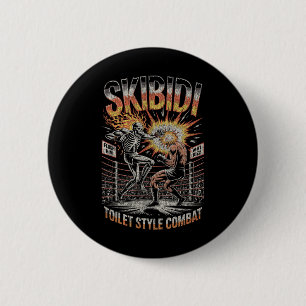 Badge Rond 5 Cm Skibidi Combat Skeleton Boxe Match Mème Explosio