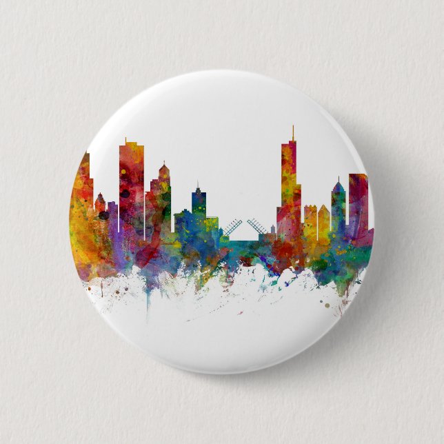 Badge Rond 5 Cm Skyline de l'Illinois (Devant)