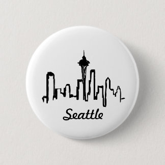 Badge Rond 5 Cm skyline de seattle à encre noire