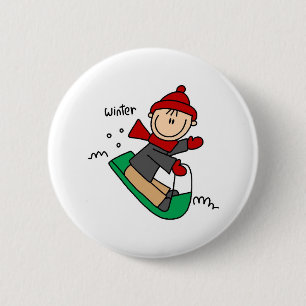 Badge Rond 5 Cm Sledding le bouton de neige d'hiver