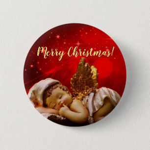 Badge Rond 5 Cm Sleeping Angel Baby Jesus Christmas