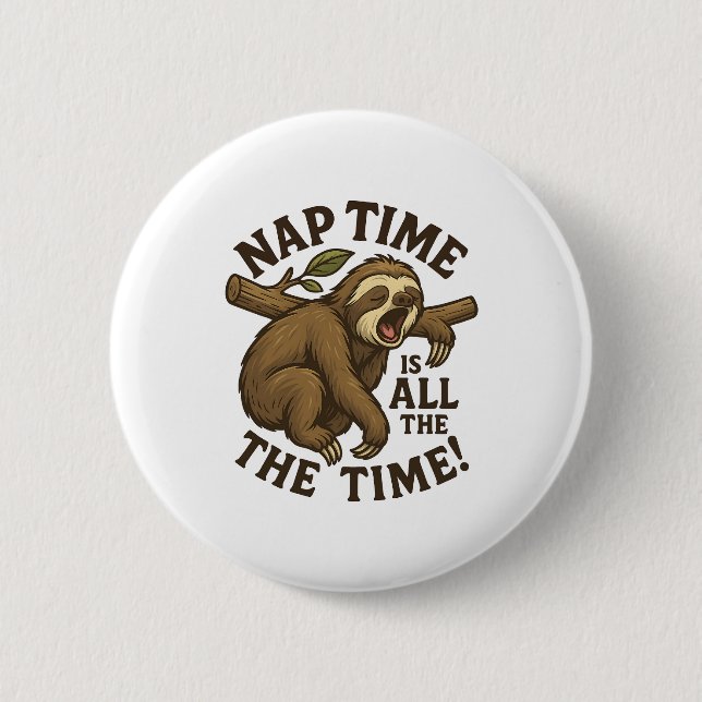 Badge Rond 5 Cm Sleepy Sloth Funny (Devant)