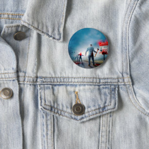 Badge Rond 5 Cm SlipperyJoe's heureux Halloween yeux brillants zom