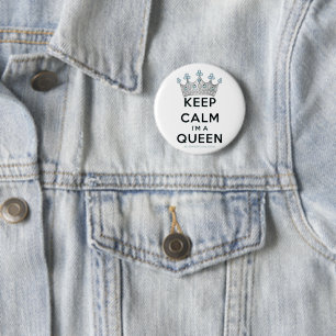 Badge Rond 5 Cm SlipperyJoe's Keep Calm Queen couronne joyaux a
