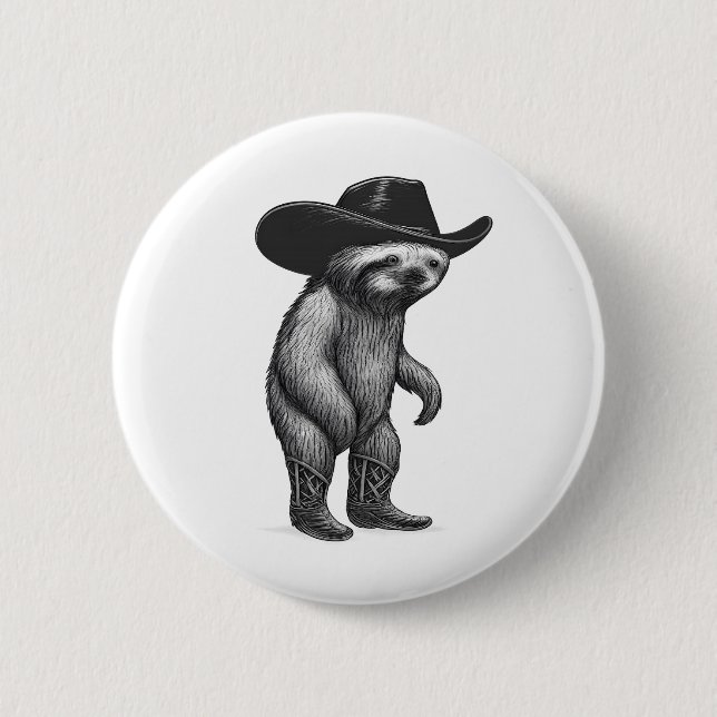 Badge Rond 5 Cm Sloth Howdy Sloth (Devant)