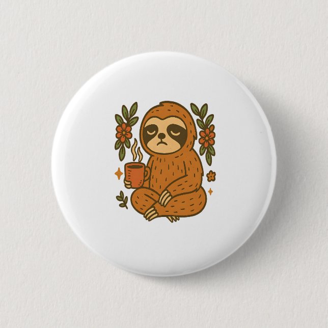 Badge Rond 5 Cm Sloth Lazy Sleepy Sloth (Devant)