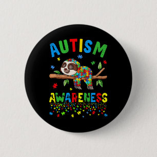 Badge Rond 5 Cm Sloth Lover Sensibilisation sur l'autisme pièce de