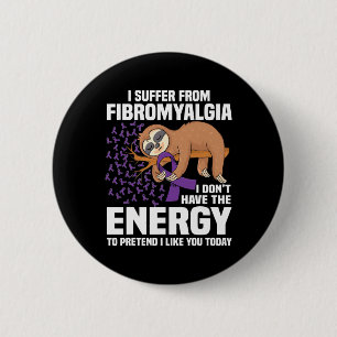 Badge Rond 5 Cm Sloth Support Purple Ribbon Warrior Fibromyalgia A