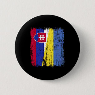 Badge Rond 5 Cm Slovaquie Ukraine Demi-Drapeau Slovaque Ukrainien
