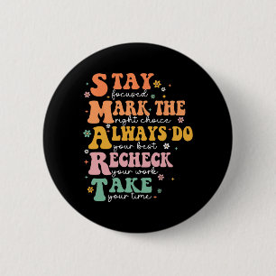 Badge Rond 5 Cm Smart Test Day Squad Funny Student Teacher Test Te