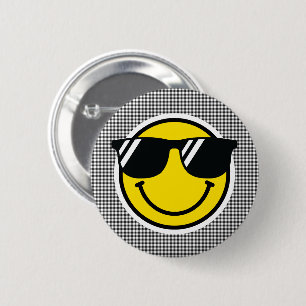 Badge Rond 5 Cm Smile Emoji Joyeux Visage Lunettes En vichy Amusan