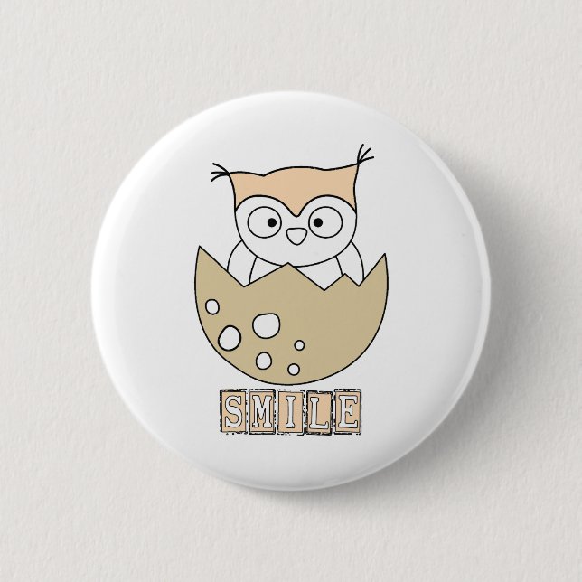 Badge Rond 5 Cm Smile, hibou (Devant)