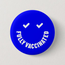 Badge Rond 5 Cm Smiley entièrement vacciné