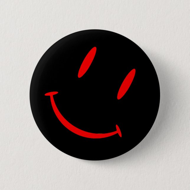 BADGE ROND 5 CM SMILIE BLACK RED (Devant)