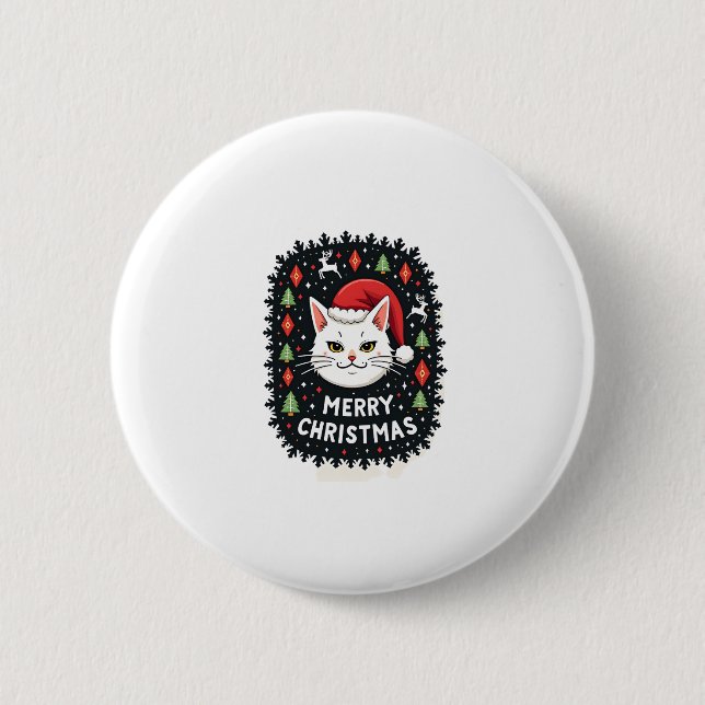 Badge Rond 5 Cm Smudge Cat Ugly Christmas Sweater  (2) (Devant)