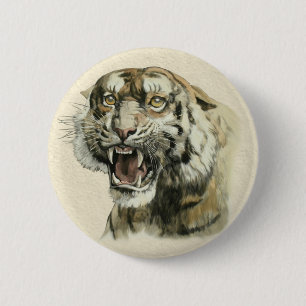 Badge Rond 5 Cm Snarling Tiger