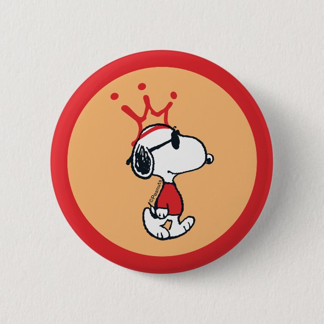 Badge Rond 5 Cm Snoopy - Joe Cool Crown (Devant)