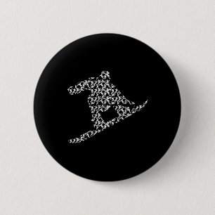 Badge Rond 5 Cm Snowboard Freestyle Snowboarders Silhouette I S