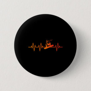 Badge Rond 5 Cm Snowboard Heartbeat 80s 90s Retro Winter Snowboard