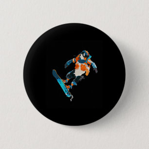 Badge Rond 5 Cm Snowboard Penguin Sports d'hiver
