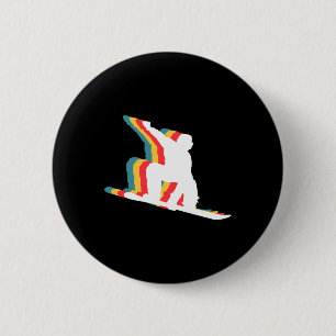 Badge Rond 5 Cm Snowboard Snowboard Snowboard Retro