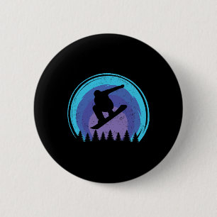 Badge Rond 5 Cm Snowboard Snowboard Snowboard Silhouette Grun