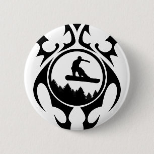 Badge Rond 5 Cm snowboard. tribalz.