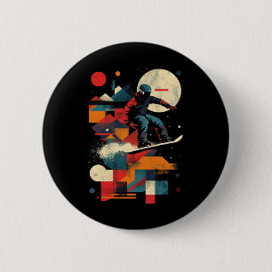 Badge Rond 5 Cm Snowboardeur Artistique Hommes Et Femmes Snowboard