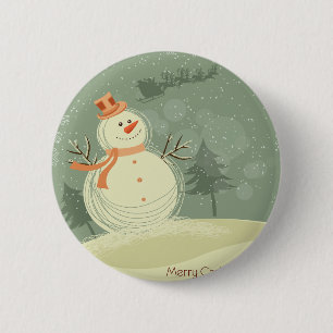 Badge Rond 5 Cm Snowman