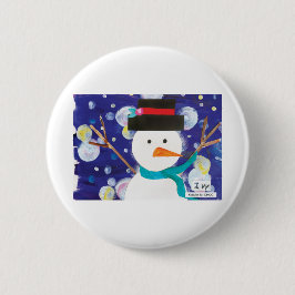 Badge Rond 5 Cm Snowman d'hiver