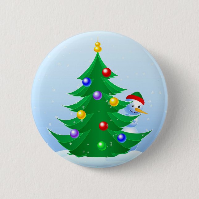 Badge Rond 5 Cm Snowman Peeking (Devant)