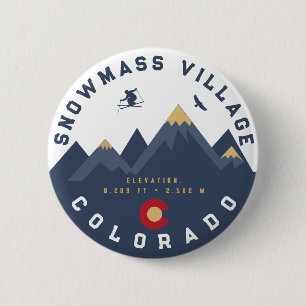 Badge Rond 5 Cm Snowmass Colorado Drapeau Retro Sunset Ski Souveni