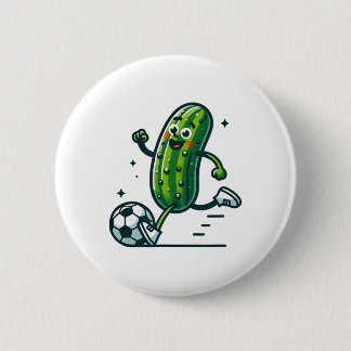Badge Rond 5 Cm Soccer Cucumber Kicking Byll Funny Pickle Player 