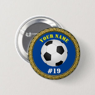 Badge Rond 5 Cm Soccer personnalisé - Ajouter nom et numéro