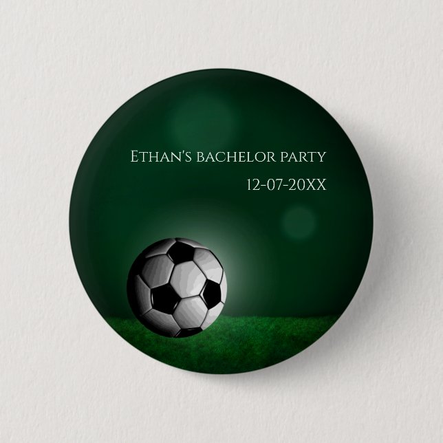 Badge Rond 5 Cm Soccer vert Anniversaire / Bachelor Party (Devant)