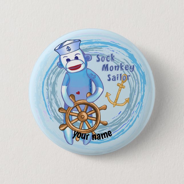 Badge Rond 5 Cm Sock Monkey Sailor (Devant)