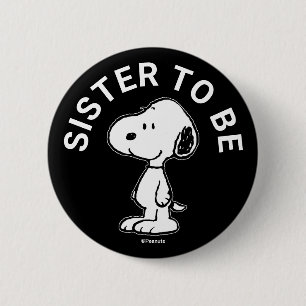 Badge Rond 5 Cm Soeur Baby shower Snoopy