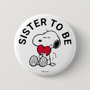 Badge Rond 5 Cm Soeur Baby shower Snoopy