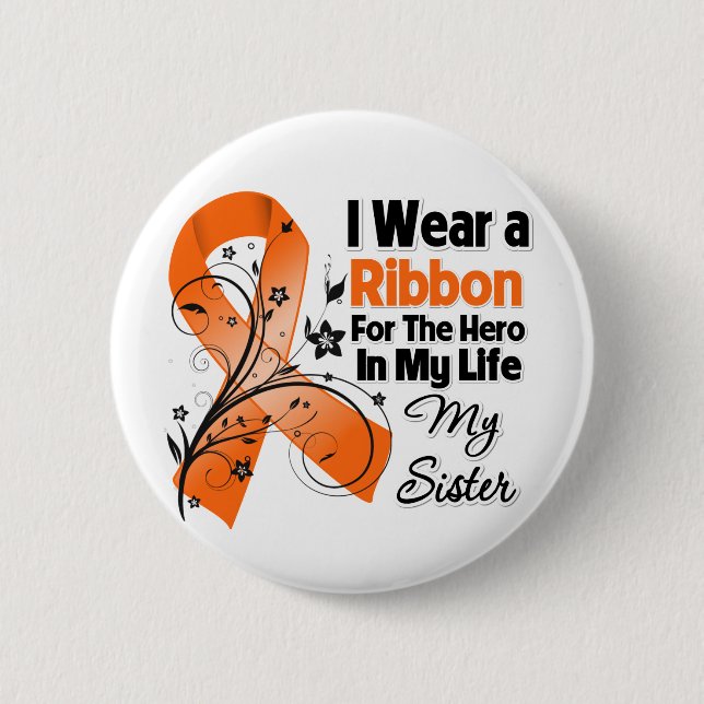 Badge Rond 5 Cm Soeur Héros dans ma vie leucémie (Devant)