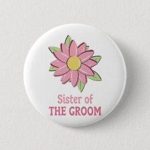 Badge Rond 5 Cm Soeur rose de marié de fleur