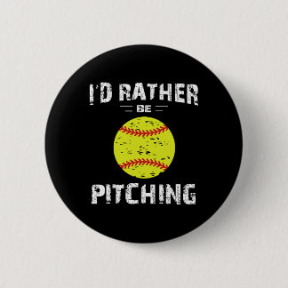 Badge Rond 5 Cm Softball Shirts For Girls Pitcher, I'd Rather Be P